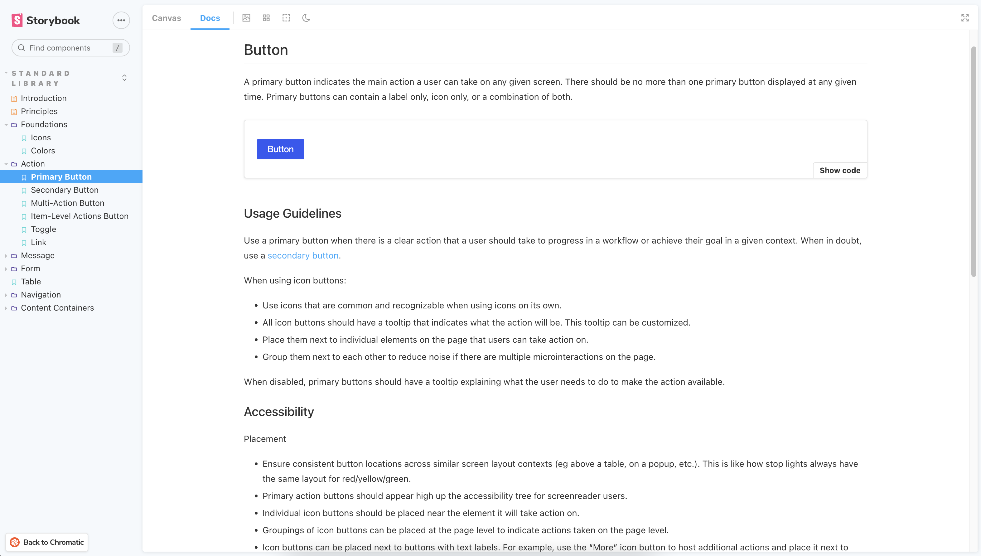 Documentation for how to use buttons