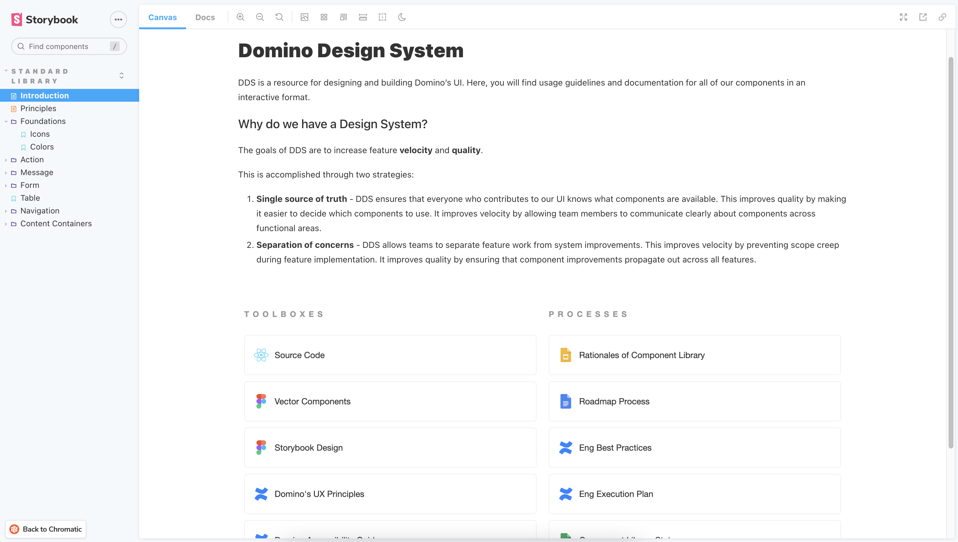 Design system landing page